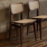 Acorn Walnut Wood & Rattan Dining Chair - Elegant Chair with Walnut Frame and Rattan Seat