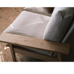 Darrin Wooden 3 Seater Sofa – Modern Oak Wood Couch with Cozy Fabric Cushions