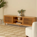 TV entertainment unit with natural wood grain