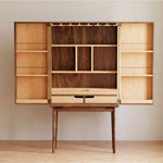 Kavin Walnut Wood Bar Cabinet - Premium bar cabinet with a sophisticated walnut finish.