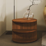 Melanio Walnut Wood Bedside with spacious drawer and shelf