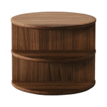 Melanio walnut bedside table with rich finish and storage options