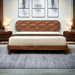 King and Queen size Aase Walnut Wood Bed with oiled finish for bed room