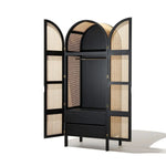 Aderyn Teak Wood Rattan Cupboard with elegant design