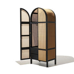 Stylish Aderyn Teak Wood Rattan Cupboard for modern interiors