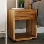 Benecia Oak Wood Drawer Bedside with storage drawer