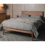 Brick Walnut Wood Bed with headboard