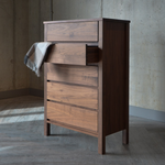 Caressa Walnut Wood Chest of 5 Drawers 4