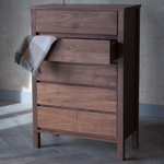Caressa Walnut Wood Chest of 5 Drawers 3