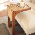 Elea Walnut Wood & Rattan Side Table 3