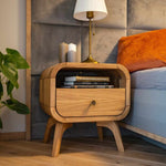Manrico Oak Wood Bedside modern nightstand