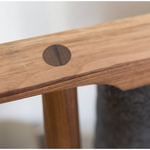 Abbott Walnut Wood Upholstered Headboard Bed close-up