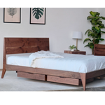 Aceline Walnut Wood Storage Bed for bedroom