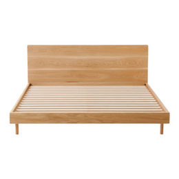 Aasiya Oak Wood Bed - Premium oak wood frame for a timeless, elegant bedroom centerpiece