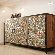 Nismaaya Iron Sky Mango Wood and Black Metal Frame Sideboard