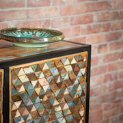 Nismaaya Iron Sky Mango Wood and Black Metal Frame Sideboard