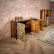 Nismaaya Iron Sky Mango Wood and Black Metal Frame Sideboard