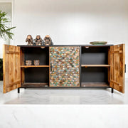 Nismaaya Iron Sky Mango Wood and Black Metal Frame Sideboard