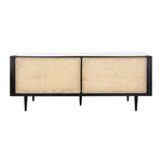 Elegant Lia Teak Wood & Rattan 3-Seater Sofa – Handcrafted sofa with a solid teak wood frame and woven rattan backrest