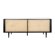 Elegant Lia Teak Wood & Rattan 3-Seater Sofa – Handcrafted sofa with a solid teak wood frame and woven rattan backrest