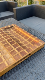 Nismaaya Walnut & White oak Checker Design Cutting and Chopping Board