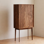 Kavin Walnut Bar Cabinet - Stylish walnut wood bar storage with sleek design for modern homes.
