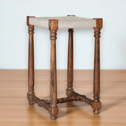 Nismaaya Hand-Carved Woven Accent Stool