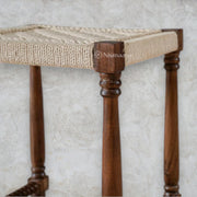 Nismaaya Hand-Carved Woven Accent Stool