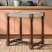 Nismaaya Hand-Carved Woven Accent Stool