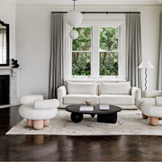 Round wood coffee table with storage