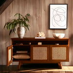 Aerona Teak Wood & Rattan TV Unit with sleek rattan detailing