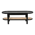 Premium Agnes Teak Wood & Rattan Coffee Table with natural finish