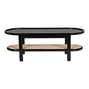 Premium Agnes Teak Wood & Rattan Coffee Table with natural finish