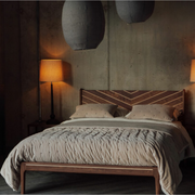 Beynon Walnut Wood Bed front view