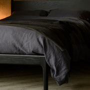 Bian Oak Wood Bed in bedroom