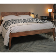 Bricen Walnut Wood Bed front view
