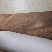 Bricen Walnut Wood Bed close-up
