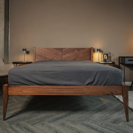 Bricen Walnut Wood Bed frame