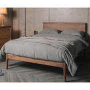 Brick Walnut Wood Bed with headboard