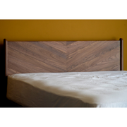 Brina Walnut Wood Bed close-up