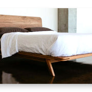 Elese Walnut Wood Bed with headboard