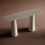 Eleven Ovel Travertine Stone Console Table 3