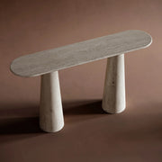Eleven Ovel Travertine Stone Console Table 3