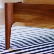 Abbott Walnut Wood Upholstered Headboard Bed modern look