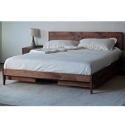 Aceline Walnut Wood Storage Bed design