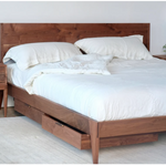 Aceline Walnut Wood Storage Bed for bedroom