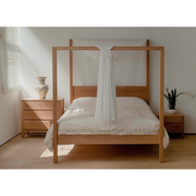 Aida Oak Wood Poster Bed design